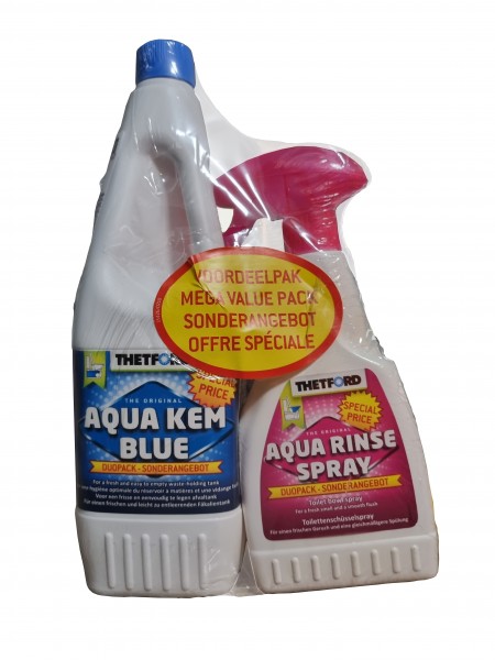 Vorteilspack, Thetford Aqua Kem Blue 1,5L und Aqua Rinse Spray 500ml